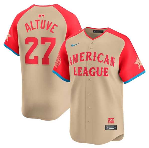 Men%27s American League #27 Jose Altuve Cream 2024 All-Star Limited Stitched Baseball Jersey